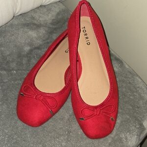 Torrid Red Ballet Flats with Bow Detail